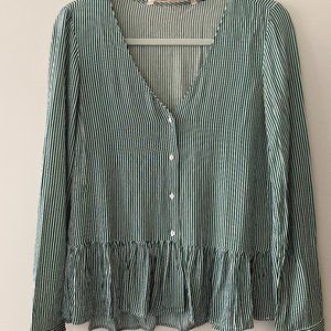 Zara Striped Ruffle Shirt